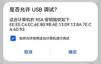 勾起:始终允许使用这台计算机进行调试